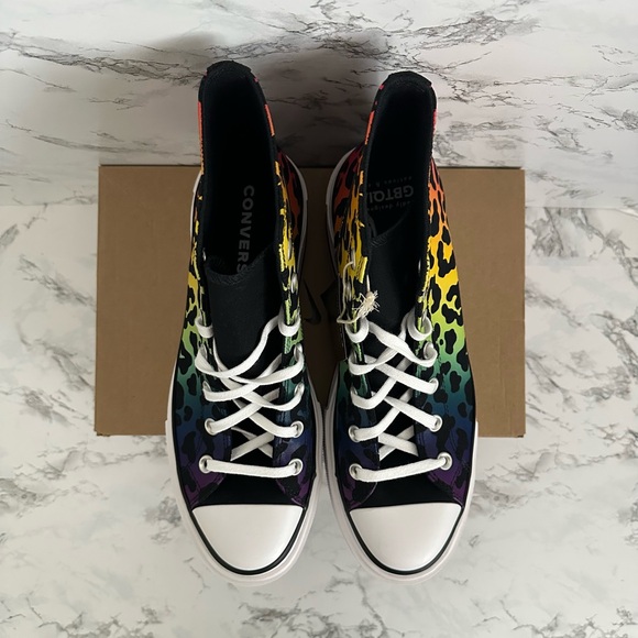 Converse Chuck Taylor All Star Pride Collection Leopard Print Shoes Size 8.5 - Picture 7 of 11
